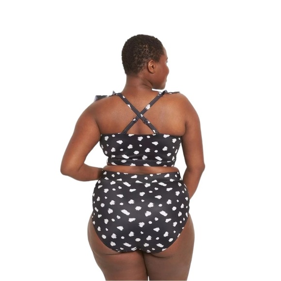 Lane Bryant No-Wire Ruffle Swim Bikini Top Im Giraffe Dot Size 16 - Picture 5 of 5